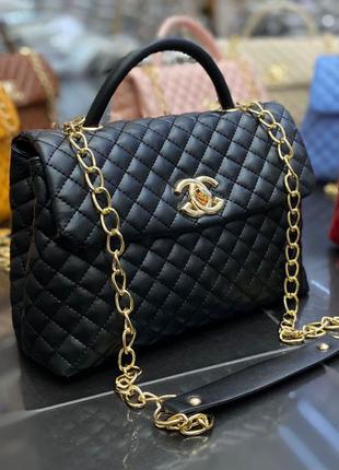 Чорна жіноча Сумочка в стилі chanel сумка клатч стьобана маленька шанель крос-боді