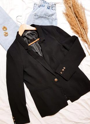 Пиджак классический базовый черный жакет пиджак классика черный3 фото