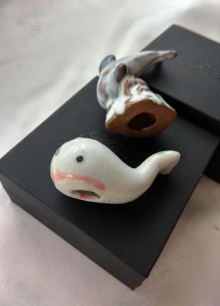 Винтаж. миниатюрные статуэтки дельфинчиков, фарфор керамика,пара5 фото