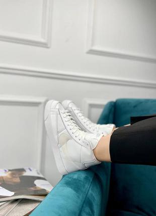 Женские кожаные белые высокие кроссовки nike blazer 77 mid🆕найк блейзер мид5 фото