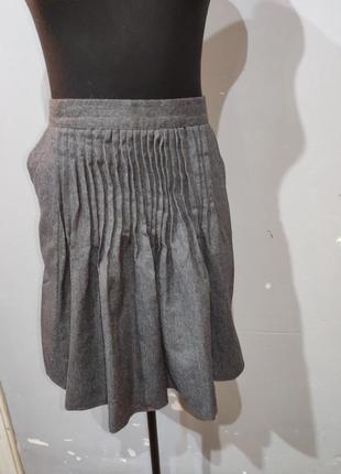 Шерстяная юбка с произвольными защипами4 фото