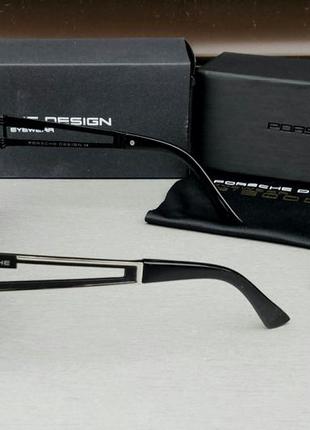 Porsche design стильные мужские солнцезащитные очки маска черные с серебром поляризированые4 фото