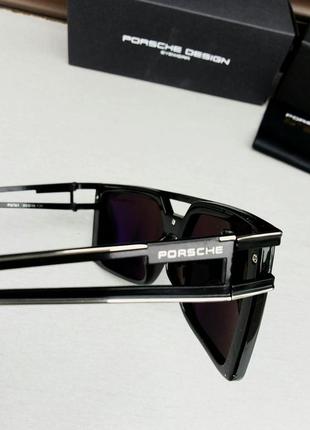 Porsche design стильные мужские солнцезащитные очки маска черные с серебром поляризированые9 фото