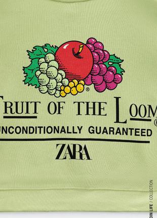 Свитшот zara укороченный свитер толстовка зара зелёный салатовый фруктовый принт р-р s 36 266 фото