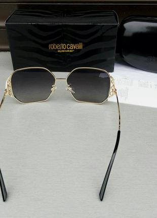 Roberto cavalli окуляри жіночі сонцезахисні темно сірий градієнт в золоті4 фото