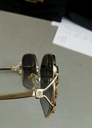 Roberto cavalli очки женские солнцезащитные темно серый градиент в золоте7 фото
