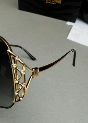 Roberto cavalli окуляри жіночі сонцезахисні темно сірий градієнт в золоті10 фото