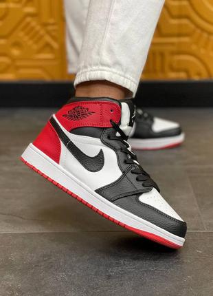 Женские кроссовки nike air jordan   high s black/white/red кожа демисезонные