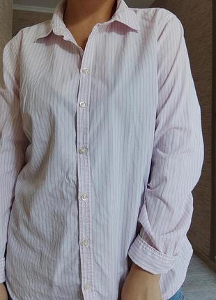 Рубашка нежно-розовая в полоску