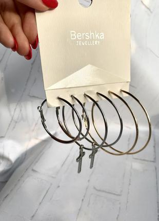 Серьги кольца с крестами серебро bershka3 фото