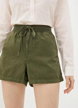 Классные короткие шорты хаки/тёмно зелёные шорты на резинке/шорты с карманами1 фото