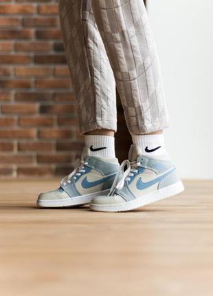 Кросівки air jordan 1 mid mixed textures blue кроссовки