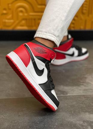 Женские кроссовки nike air jordan   high s black/white/red2 фото