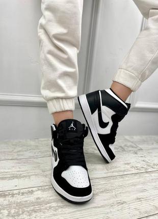 👟nike air jordan 1 retro (черно/белые)6 фото