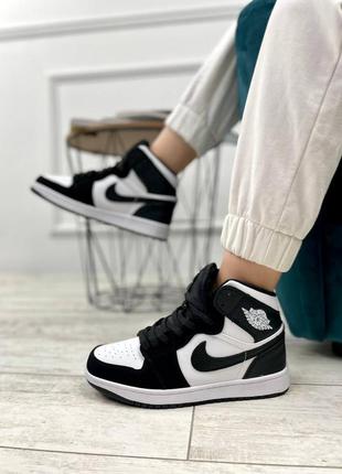 👟nike air jordan 1 retro (черно/белые)4 фото