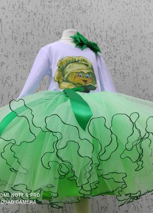 Карнавальний костюм капусти капустини гарбуза шинку салатова спідниця з фатину зелена4 фото
