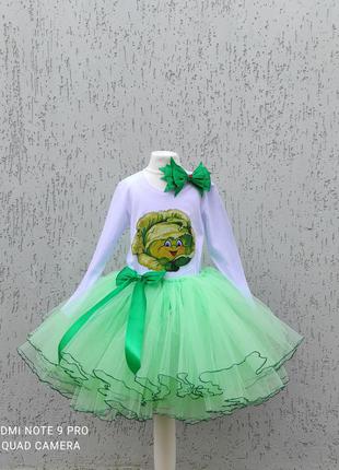 Карнавальний костюм капусти капустини гарбуза шинку салатова спідниця з фатину зелена2 фото