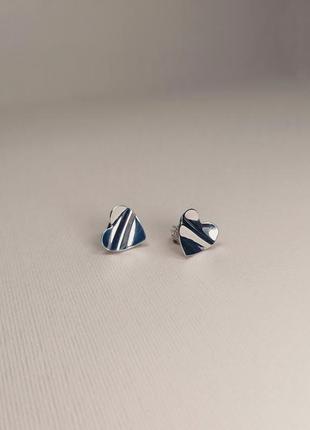 Серебряные серьги пусеты серьги сердце срібні сережки серце пусети серебро 9257 фото