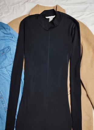 H&m платье чёрное миди длинное по фигуре карандаш футляр с длинным рукавом под горло2 фото