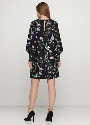 H&m платье прямое трапеция в цветочный принт с длинным рукавом классическое миди3 фото