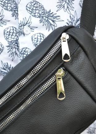 Бананка кожаная натуральная кожа / сумка через плечо на пояс / барсетка клатч