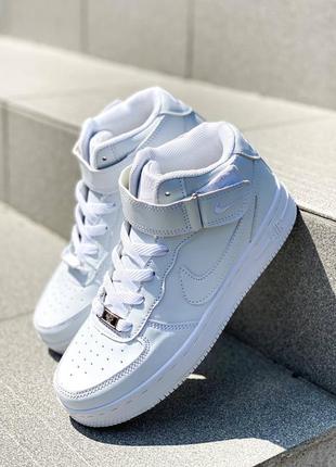 Белые высокие кожаные кроссовки nike air force high5 фото