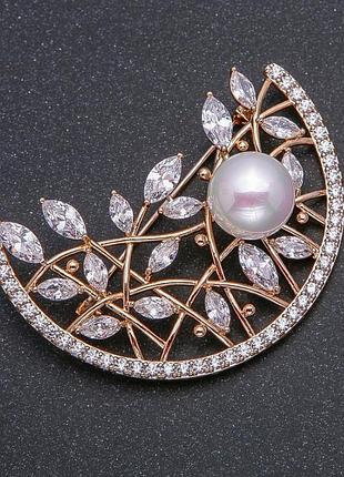 Брошь xuping позолота 18к с жемчужиной