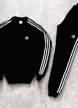 Чоловічий зимовий спортивний трикотажний костюм комплект на флісі утеплений adidas