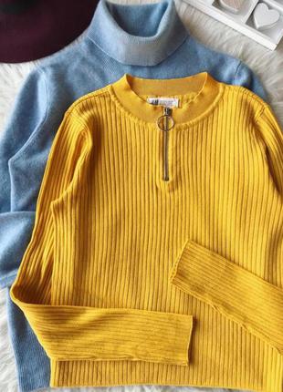 Базовый вискозный горчичный гольф h&m с замочком