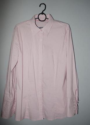 Рубашка классическая s.oliver хлопок в полоску розово белая1 фото