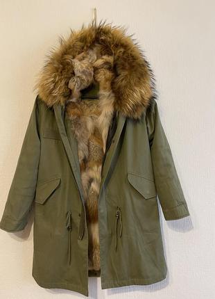 Парка курточка пальто мех лиса енот  первая линия люкс бренд  mr&mrs. италия2 фото