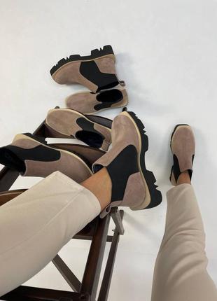 Ексклюзивні черевики з натуральної італійської замші та шкіри челсі2 фото
