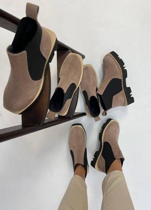 Эксклюзивные ботинки из натуральной итальянской замши и кожи челси4 фото