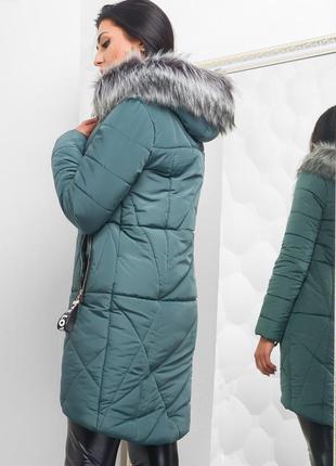 Женская зимняя куртка, пальто x-woyz, размер 48, изумруд2 фото