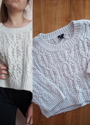 Светр h&m/ свитер/ шерсть/ оверсайз/ вязка/ укороченный/ плетений/ кофта