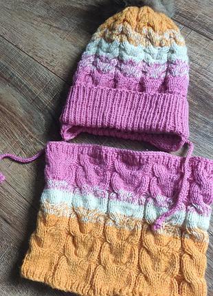 Зимовий набір з натуральним помпоном!