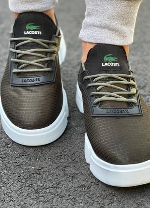Мужские темно зеленые кроссовки на осень lacoste 🆕демисезонные лакоста1 фото