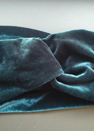 Повязка на голову велюровая изумрудного цвета