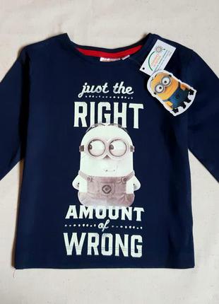 Minion despicable me синій бавовняний реглан лонгслів на 3 роки (98см)