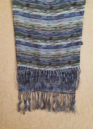 Шелковый двойной шарф с бахромой унисекс8 фото