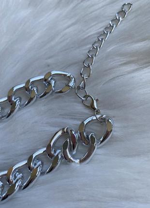 Крупная цепь под серебро бижутерия ожерелье чокер цепочка новая под золото5 фото