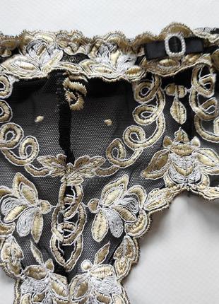 Пояс для панчіх чулклв фірмовий valisere чорний сіточка мереживо атлас французька