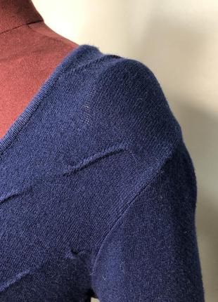 Тёмно-синий свитер джемпер с v-вырезом massimo dutti жилетка узорная вязка2 фото