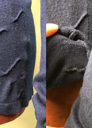 Тёмно-синий свитер джемпер с v-вырезом massimo dutti жилетка узорная вязка8 фото