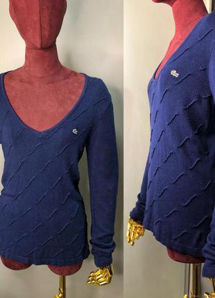 Тёмно-синий свитер джемпер с v-вырезом massimo dutti жилетка узорная вязка3 фото