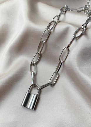Цепочка, цепь, ожерелье, серебристая, срібляста, украшение, прикраса4 фото
