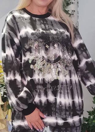 Шикарный костюм спортивный прогулочный в актуальный принт5 фото