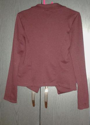 Стильный пиджак жакет кардиган цвета марсала ambra, италия, размер 6/34/xs.2 фото