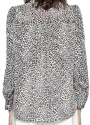 Блуза zara/леопардовый принт/с рукавами воланами/блузка с объёмными плечами10 фото