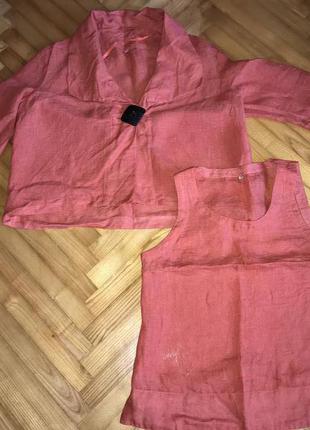 Modeva-лляної теракотовий комплект двійка-жакет+топ! р-40